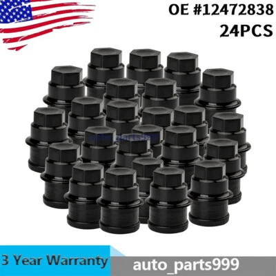 24pcs Wheel Lug Nut Cap Black Plastic for Chevrolet GMC Cadillac Truck 12472838 - Image 1 of 4