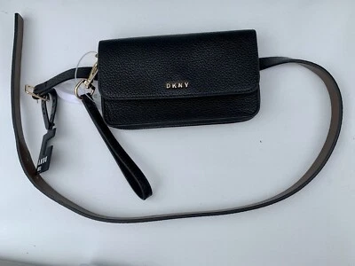 NWT Original DKNY Belt Waist Bag Fanny Black S/M  Leather Wristlet Wallet Case - Image 1 of 4