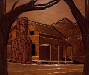 Vue Woods Wall Hanging - 3D - Wooden Log Cabin - Picture 1 of 7