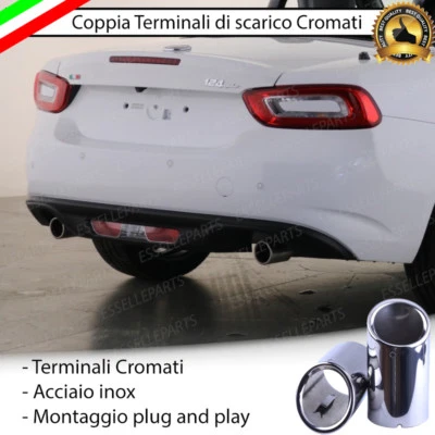 COPPIA TERMINALI DI SCARICO PER MARMITTA CROMATO INOX FIAT 124 SPIDER - Immagine 1 di 4