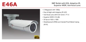 CAMARA CCTV Acti BULLET IP Ext 3MP Lente VF Ir30m mod.E46A - Imagen 1 de 8