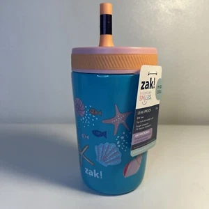 Zak Designs 12 Unzen Edelstahlschalen Kelso Kinder Becher mit Stroh/Deckel Meer - Bild 1 von 11