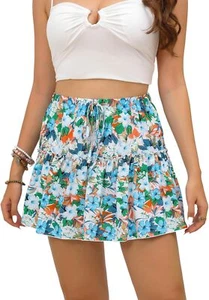 Mini Skirts for Women High Waisted Ruffle Skirt Cute Casual Layere (Blue,Size:M) - Picture 1 of 6