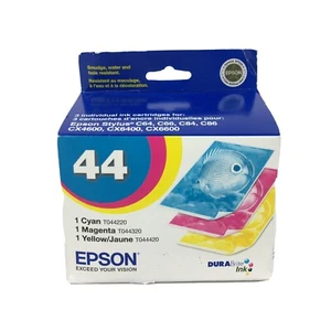 Genuine Epson 44 Color 3PK Ink Cartridges Magenta Cyan Ylw T04422 T04432 T04442 - Picture 1 of 8