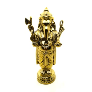 4.5" Brass Ganesha amulet statue Carving Hand hindu sculpture antique figurine - Picture 1 of 9