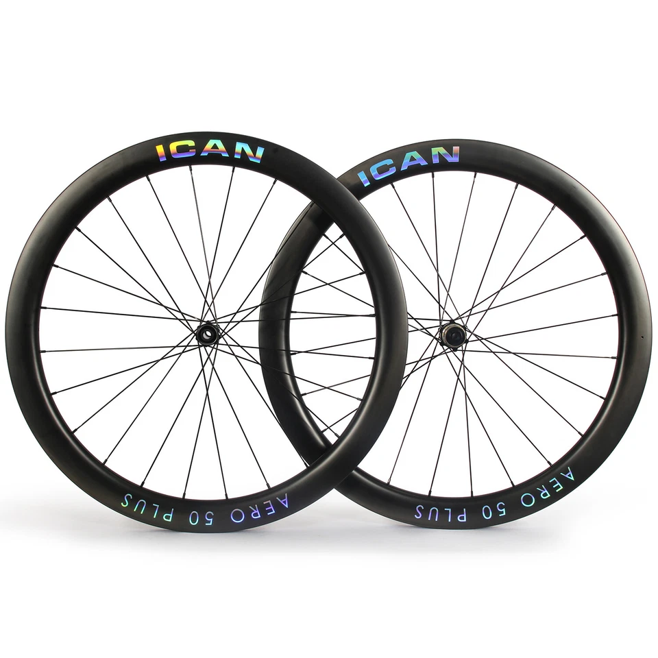 ICAN AERO 50 Plus Disc 1400g AERO Road Bike Wheelset 700C Shimano Freehub