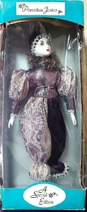 17" Pierrot Porcelana PAYASO ARLEQUÍN BUFÓN Mardi Gras Muñeca Vestimenta Soporte Caja - Imagen 1 de 12