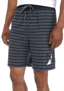 NWT $36 NAUTICA Mens L STRIPE KNIT SLEEP SHORTS Navy KH06F7 - Picture 1 of 2
