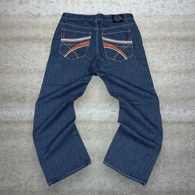 Vintage Skater Wide Leg Jeans Chams Dark Wash Baggy Denim Rap Style Art Y2K - Image 1 of 4