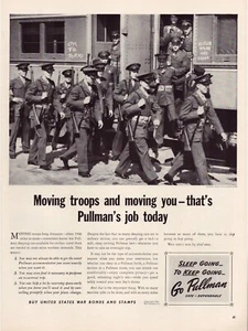 Print Ad Pullman railroad Train car 1942 WW2 Soldier Full Page 10.5"x13.5" - Picture 1 of 1