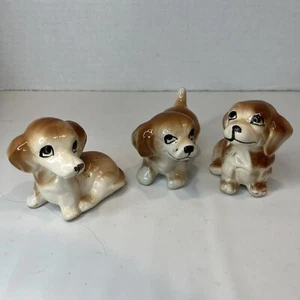 Estatuillas de cerámica vintage de cachorros de perro Beagle/Spaniel - Imagen 1 de 7