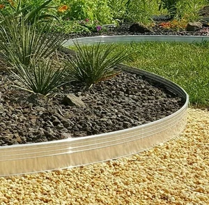 AluDesign 10cm Metall Rasenkante Alu Randbefestigung Beeteinfassung Mähkante - Bild 1 von 12