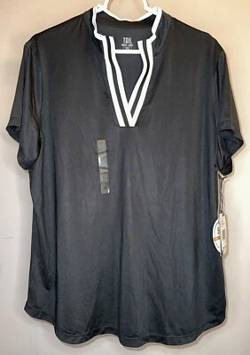 Polo de golf Tail para mujer manga corta cuello dividido en negro ónix - talla XXL Foto 1 de 3