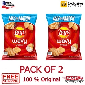 PACK OF 2 - Lay's Wavy Original Potato Chips, 15.62 oz IN EACH - FREE SHIPPING - Picture 1 of 5