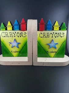Colorful Crayon Wooden Book Ends that inspire For Kids Room or School Corner - Picture 1 of 9