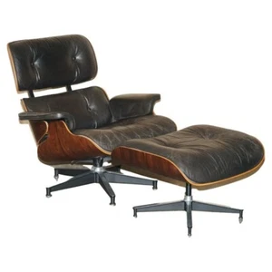 RESTORED 1960'S HERMAN MILLER No1 ROSEWOOD EAMES LOUNGE ARMCHAIR AND OTTOMAN - Picture 1 of 23