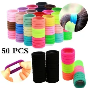 50Pcs Women Girls Hair Bands Ties Rope Rings Elastic Hairband Ponytail Holder US - Picture 1 of 15