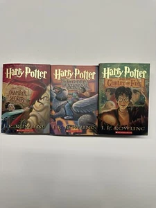Harry Potter Lot of 3 Paperback Books Chamber Secrets,Prisoner Azkaban,Goblet Of - Picture 1 of 3