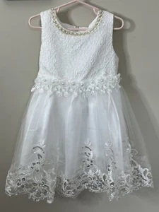 Girls White Flower Girl Dress Size 110 4-5 years New with Tags - Picture 1 of 7
