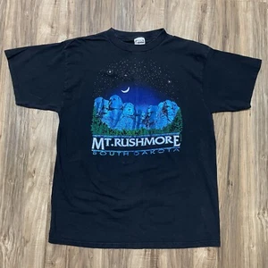 Mr. Rushmore South Dakota Metallic Graphic Black Crew Neck T-Shirt Size XL - Picture 1 of 6