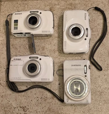 3 Nikon Coolpix W100 Digital Camera & 1 Samsung WB35F (AS IS FOR PARTS OR REPAIR - Image 1 of 4