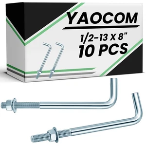 10 Pcs J Bolt Galvanized Anchor Bolts Galvanized Concrete Fastener Concrete C... - Picture 1 of 7