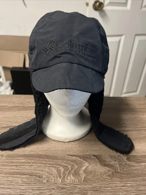 Vintage Columbia Trapper Hat Adult L/XL Black 90s Winter Fleece Lined USA Ski - Image 1 of 4