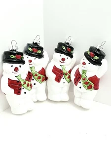 Molde soplado hueco de plástico adornos navideños muñeco de nieve brillo lote de 4 #CHB - Imagen 1 de 8