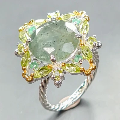 Anillo Vintage Anillo Aguamarina Natural Plata de Ley 925 Talla 7.75/R448128 Foto 1 de 4