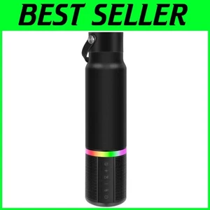 Borraccia Isolata con Altoparlante Bluetooth e Luci LED RGB - 600ml Nero - Foto 1 di 9