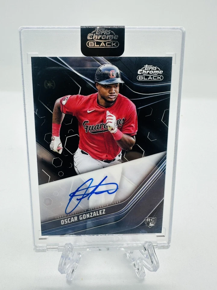Oscar Gonzalez 2023 Topps Chrome Black Auto #CBA-OG Rookie Auto RC Guardians - Image 1 of 2