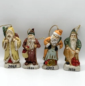 Set of 4 VTG Memories of Santa Claus Christmas Tree Ceramic Ornaments 4.5 in - Picture 1 of 12