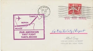 USA 1961 rare very fine First Flight Pan American Airways Tampa Florida - MEXICO - Picture 1 of 2