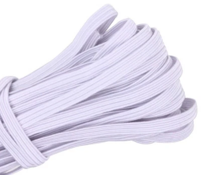 10 Yards 1/4  inch Elastic String Band Cord Sewing Trim idea for masks DIY White - Image 1 of 2