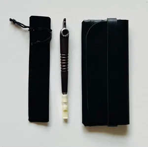 Wooden Medwakh Handmade Pipe W/Leather Black Case + Black Velet Bag /CLASSIC(B) - Picture 1 of 11