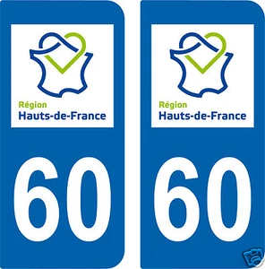 2 STICKERS style PLAQUE D'IMMATRICULATION Département HDF 60 HAUTS-DE-FRANCE - Bild 1 von 5
