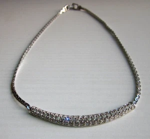 Collana Donna Swarovski Strass Choker Rodiato 1990 Vintage Raro Chiusura a Clip - Foto 1 di 10