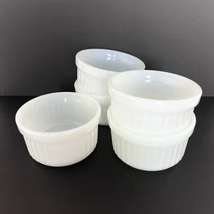 Vintage 1960s Anchor Hocking Fire King Milk Glass Ramekins White Set of 5 - Picture 1 of 7