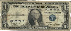 1935B 1$ Silver Certificate - Blue Seal, No Motto - WAJ/FMV - #13483 - Picture 1 of 2