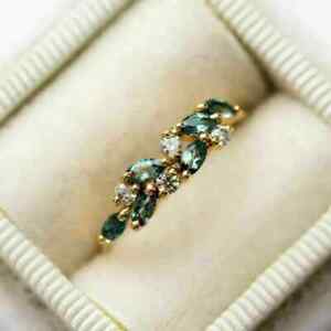 3Ct Marquise Cut Simulated London Blue Topaz Ring 14K Yellow Gold Plated Silver