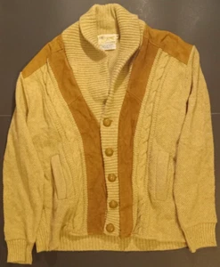 Vintage Sweater Women's - XL - Suede & Acrylic Knit Cardigan Lombardy Knitwear - Picture 1 of 5