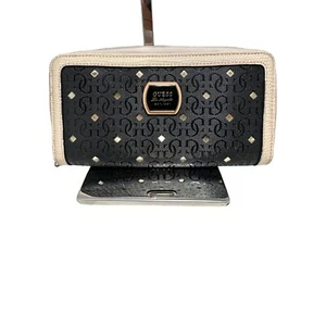 GUESS SCHWARZE GELDBÖRSE MIT REISSVERSCHLUSS UND LOGOPRÄGUNG DAMEN ARMBAND VINTAGE ORGANIZER - Bild 1 von 12