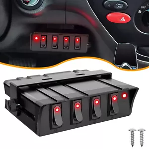 Caja de interruptores basculantes de 4 velocidades SPST panel de interruptor de palanca 12V 24V 20A coche camión RV barcos - Imagen 1 de 13