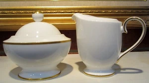 Fitz & Floyd INFINITY GOLD Sugar Bowl & Creamer #640/138 Lidded NIB Beautiful - Picture 1 of 7