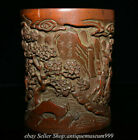 15Cm  Old Chinese Bamboo Root Carved Fengshui Tree Human Brush Pot Pencil Vase