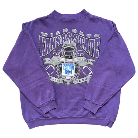 Vintage 1997 Kansas State Wildcats Cotton Bowl Sweatshirt￼ Logo 7 Purple Size XL Cover