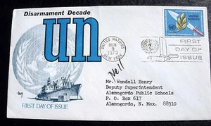 VTG United Nations Postage First Day Cachet Cover “Disarmament Decade” 8c 1973 - Picture 1 of 7