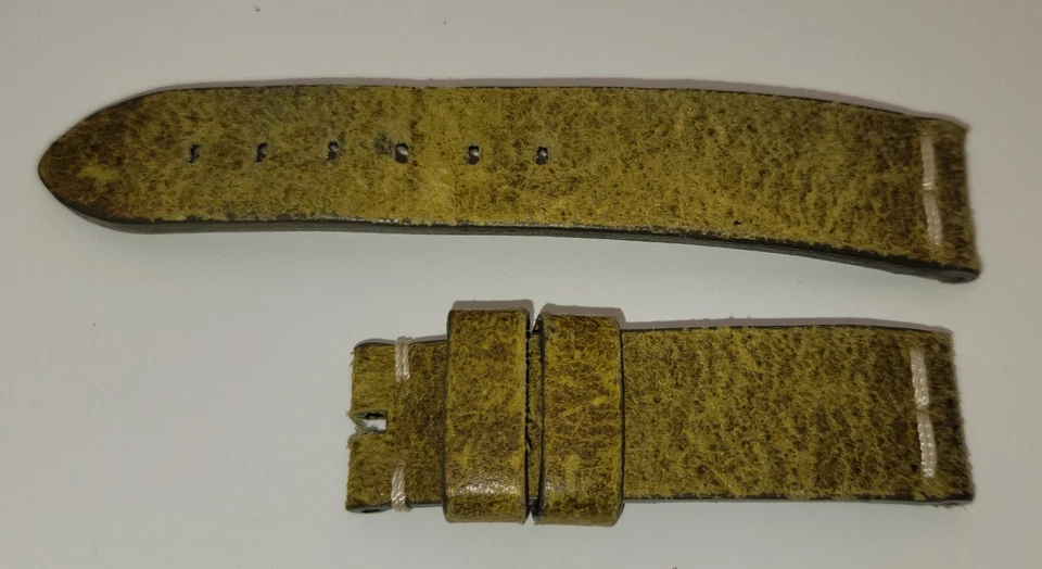 Correa de reloj ColaReb Roma de cuero grueso oliva genuino 21/20 mm 75+119 mm Hecho en Italia Foto 1 de 2