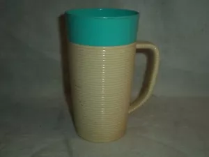 Vintage Raffiaware Thermo-Temp 6" Tall 16 oz Mug Tumbler - Blue Tiel MCM - Picture 1 of 6