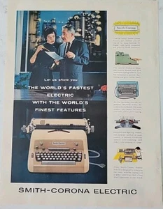 1958 Smith Corona macchina da scrivere elettrica mondi migliore segretaria boss vintage annuncio - Foto 1 di 1
